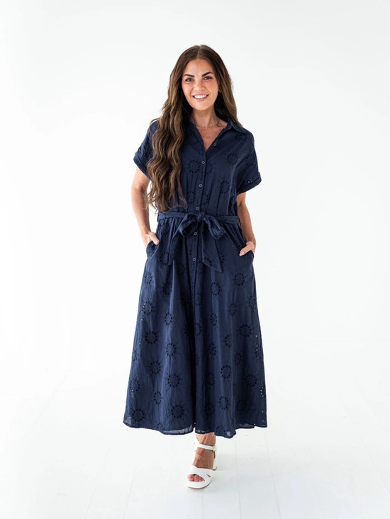 Dresses & Skirts - Navy Eyelet Dress